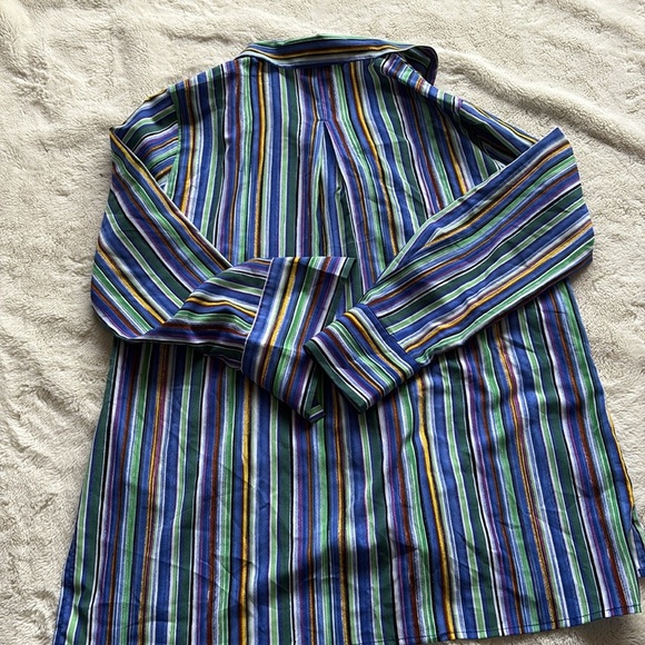 Zac & Rachel Multicolor Striped Button Up Shirt Retro Vibes Long Sleeve Medium - Picture 7 of 9